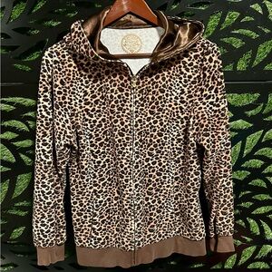 Arizona Jean Company Brown Cheetah Print Hooded Jacket, Juniors XXL